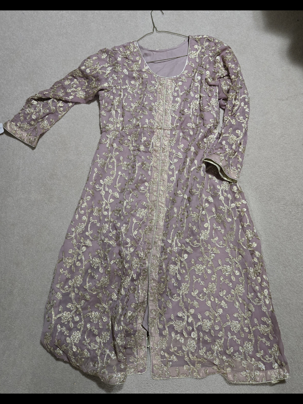 Women's Dusty Pink with Gold Embroidered Party Kurti